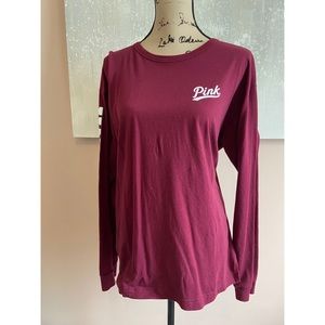 Pink open back long sleeve tee